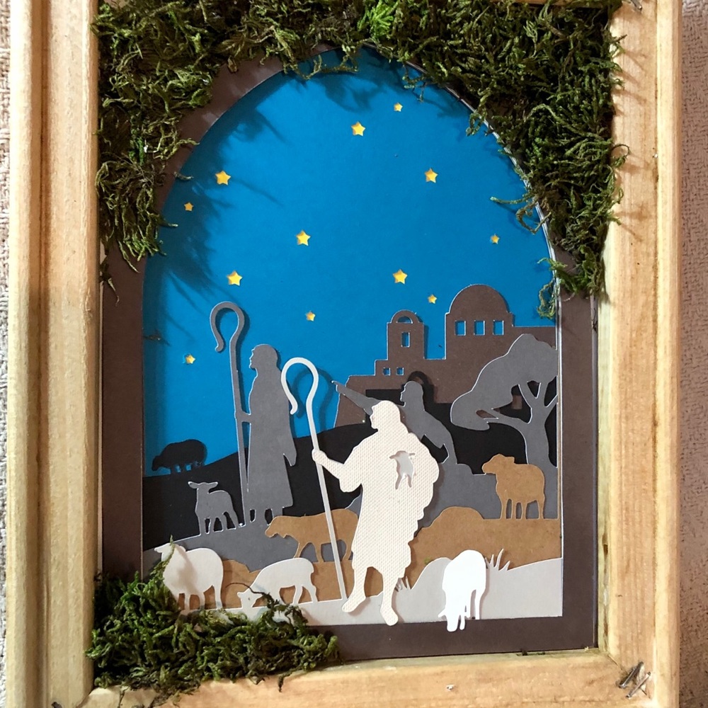 Handmade Reverse Canvas Paper Nativity Scene - Picture 4 of 5